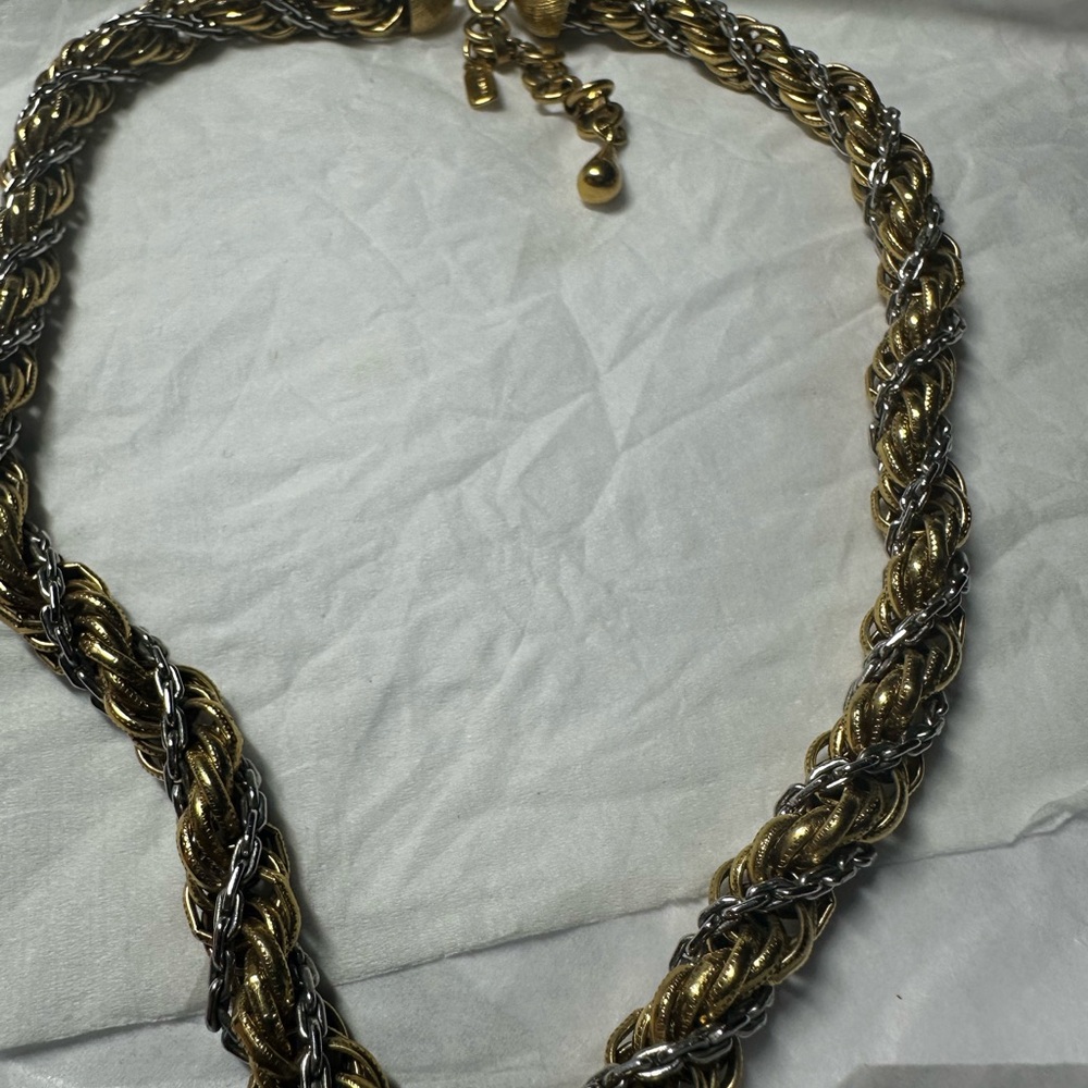 Vintage Monet tick Gold and Silver toned Twisted Necklace. 19”/20”